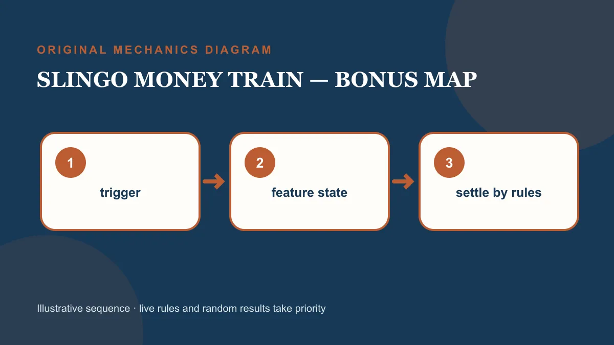 Slingo Money Train slot bonus-round visual guide